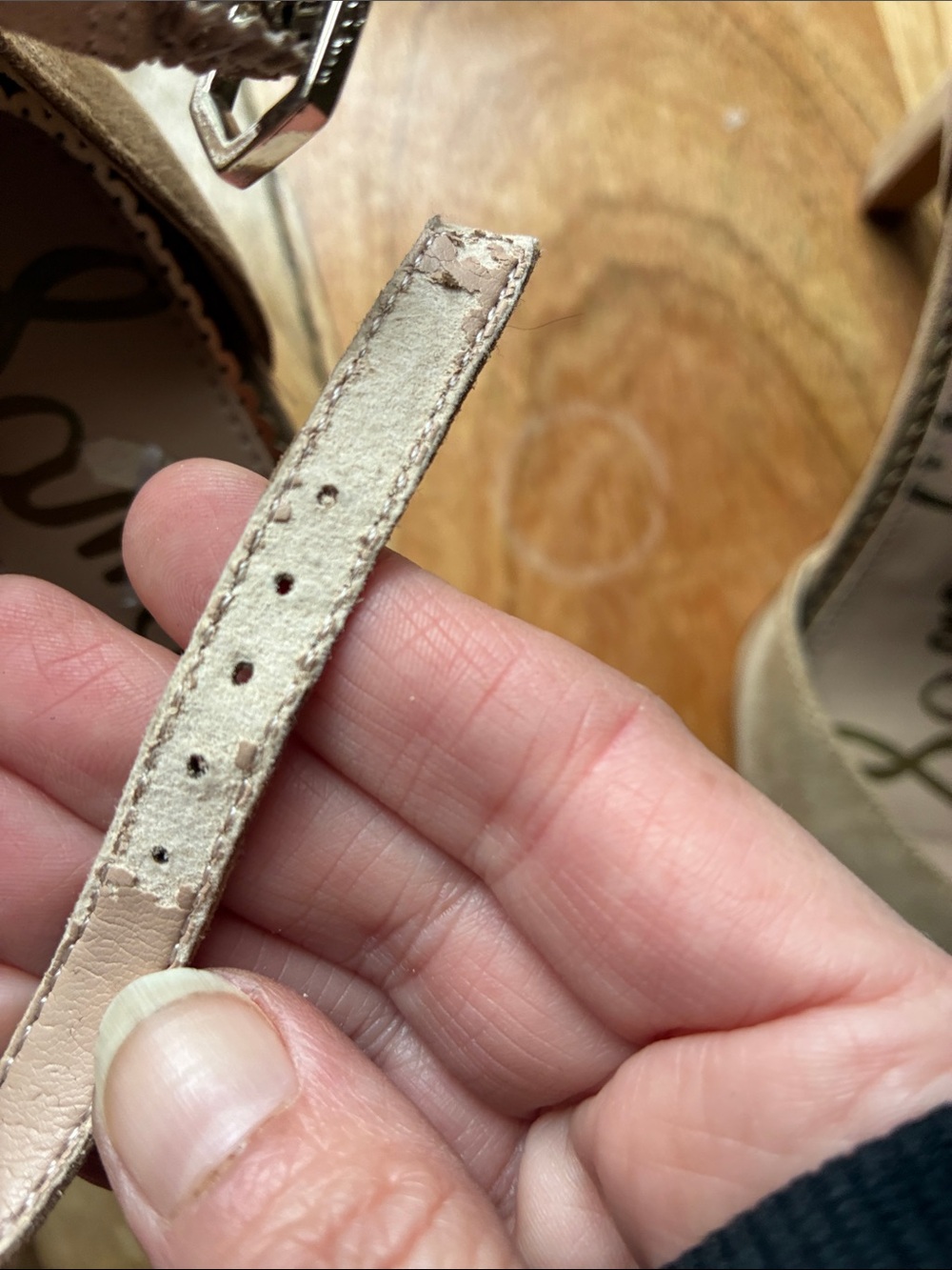 Sam Edelman Tan Suede Platform Peep-Toe Ankle Strap Heels - Picture 11 of 16